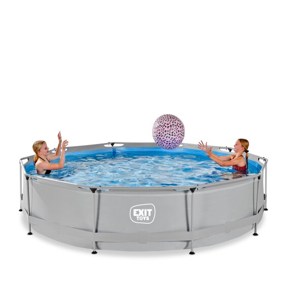 EXIT Soft Grey pool ø360x76cm with filter pump - grey