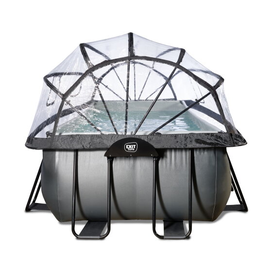 EXIT Black Leather pool 400x200x100cm with sand filter pump and dome - black