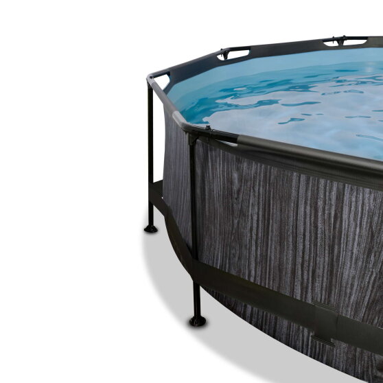 EXIT Black Wood pool ø300x76cm with filter pump and dome - black