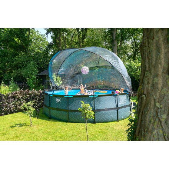 EXIT Stone pool ø488x122cm with sand filter pump and dome - grey