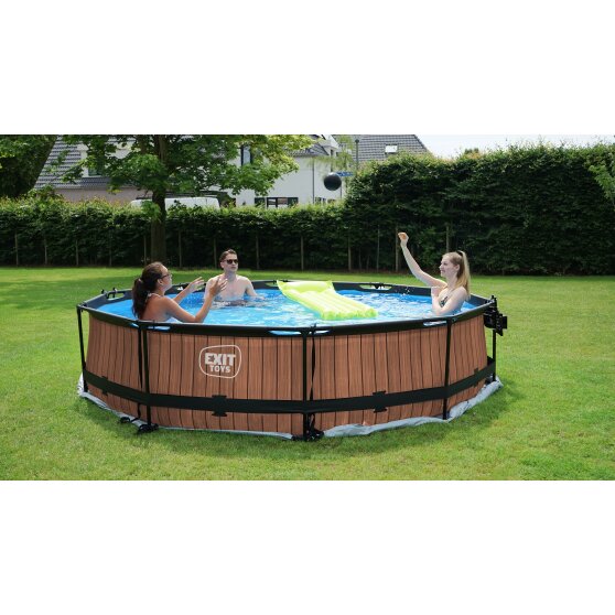 EXIT Stone pool ø360x76cm with filter pump - grey