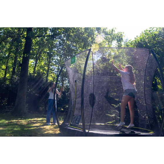 Trampolina ziemna Silhouette EXIT ø244cm z siatką zabezpieczającą - zielona