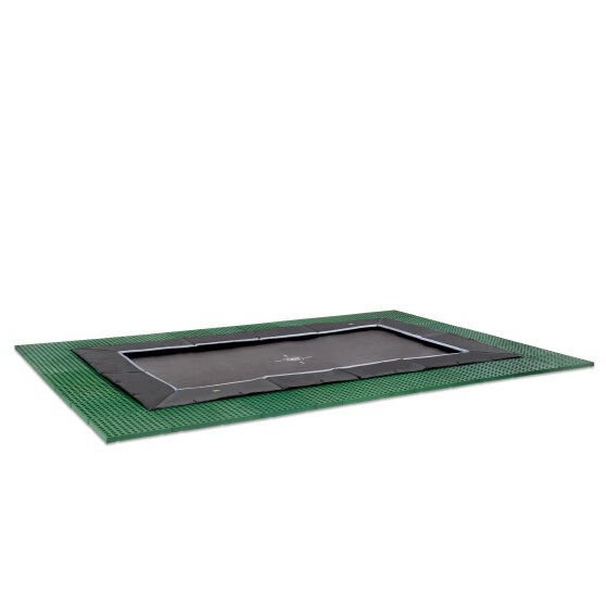 EXIT Dynamic ground level trampoline 244x427cm with Freezone safety tiles - black
