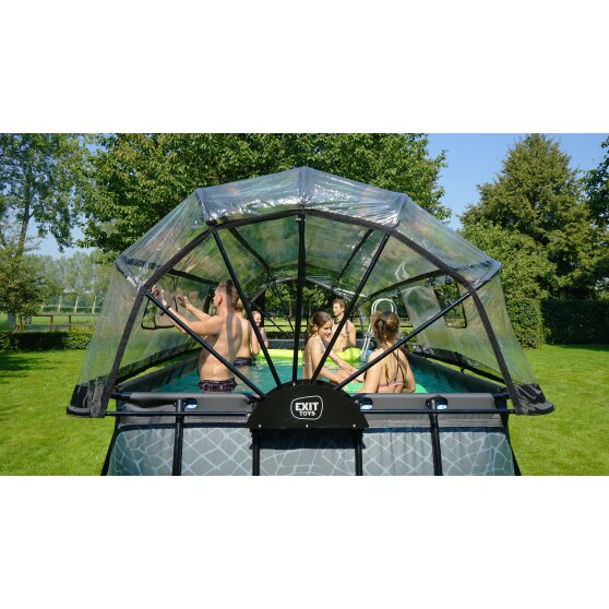EXIT Stone pool 540x250x122cm with sand filter pump and dome - grey