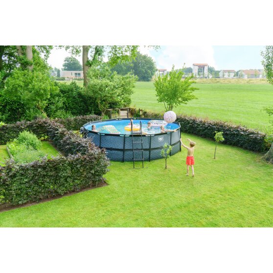 EXIT Wood pool ø488x122cm with filter pump - brown