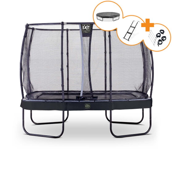 Trampolina Elegant Premium EXIT zestaw kompletny 214x366cm - czarna
