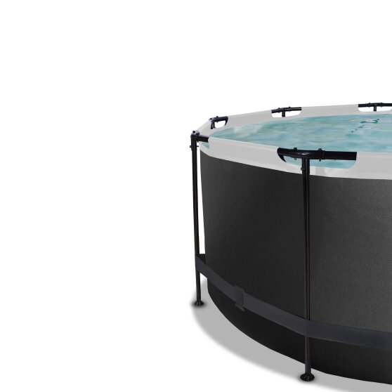 EXIT Black Leather pool ø360x122cm with sand filter pump and dome - black