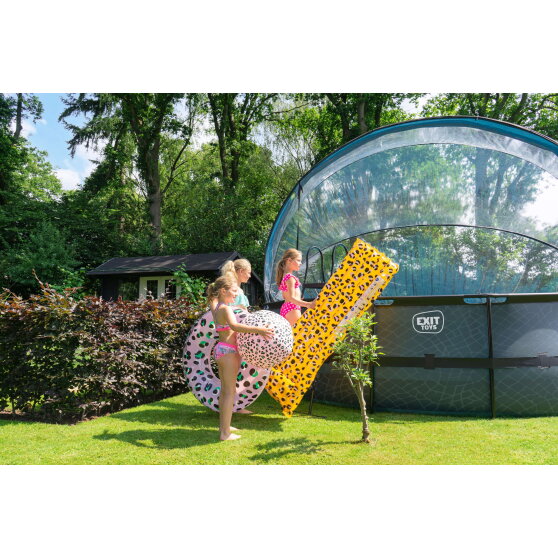 Basen Wood EXIT &oslash;488x122cm z pompą z filtrem piaskowym, kopułą i pompą ciepła - brązowy