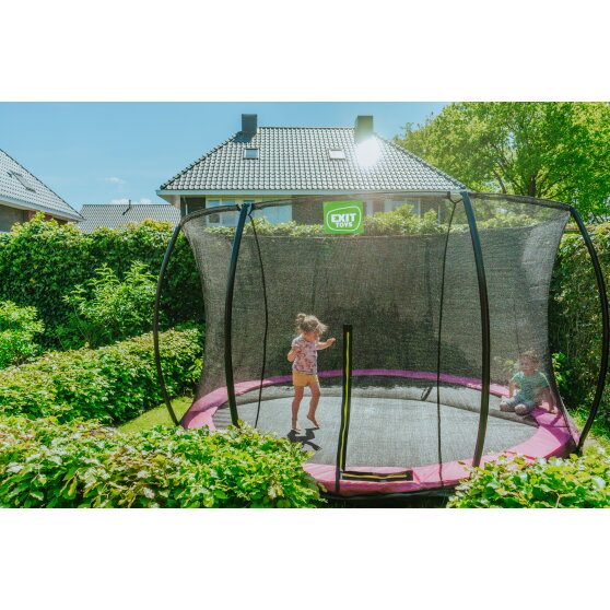 Trampolina ziemna Silhouette EXIT ø427cm z siatką zabezpieczającą - różowa