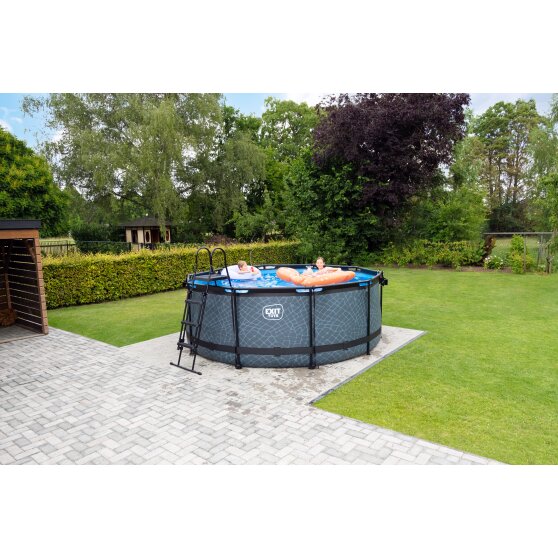 EXIT Wood pool ø360x122cm with sand filter pump - brown