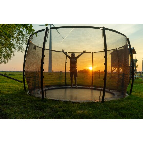 EXIT Dynamic ground level trampoline ø366cm with safety net - black