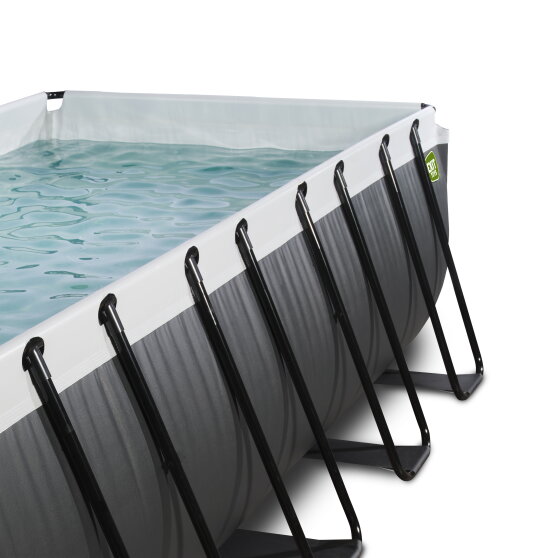 EXIT Black Leather pool 400x200x100cm with sand filter pump and dome - black