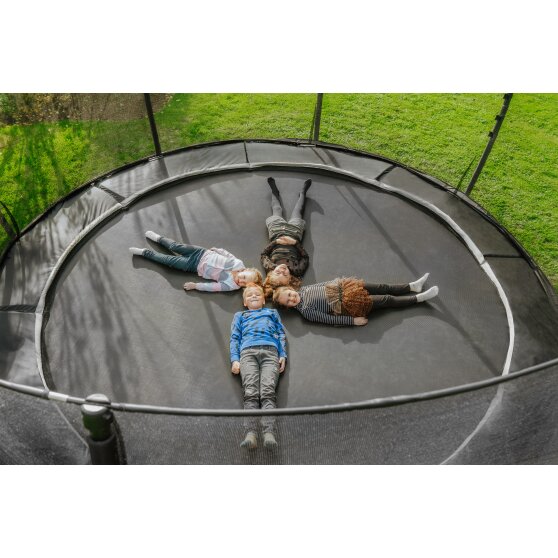 EXIT Dynamic ground level trampoline ø427cm with safety net - black