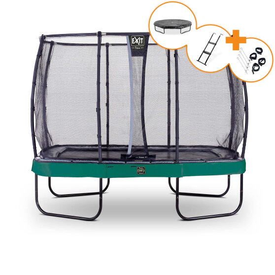 Trampolina Elegant Premium EXIT zestaw kompletny 214x366cm - zielona