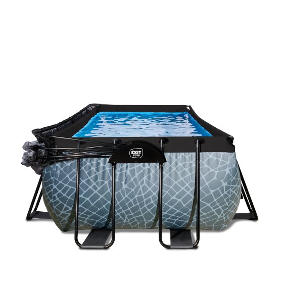 EXIT Stone pool 540x250x100cm with sand filter pump and dome - grey