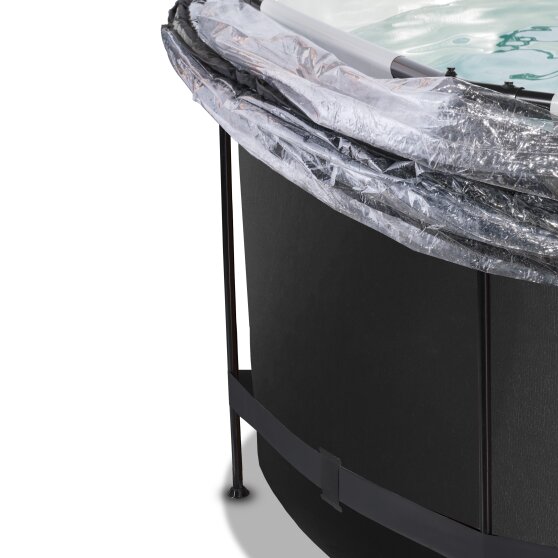 EXIT Black Leather pool ø360x122cm with sand filter pump and dome - black