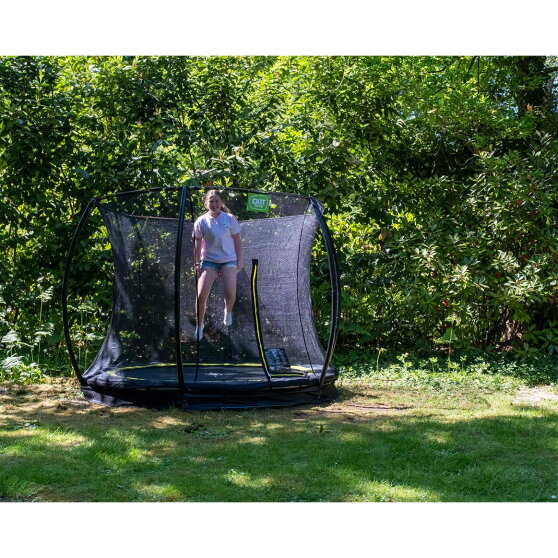 Trampolina ziemna Silhouette EXIT ø244cm z siatką zabezpieczającą - zielona
