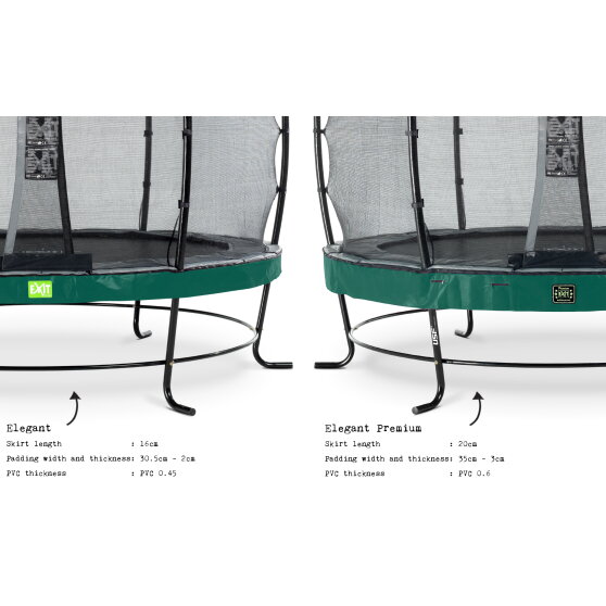 Trampolina Elegant Premium EXIT zestaw kompletny ø305cm - zielona