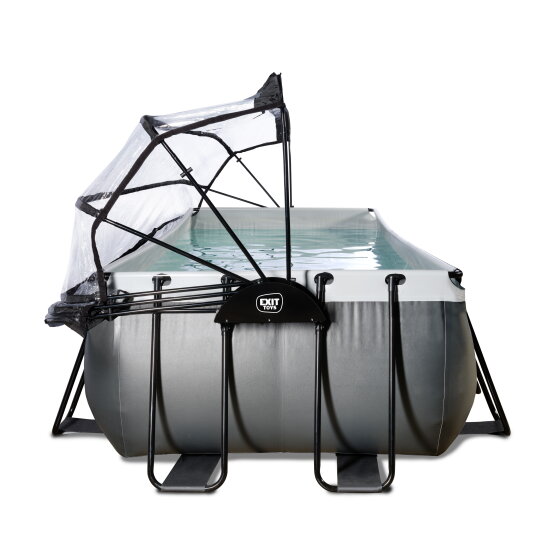 EXIT Black Leather pool 540x250x100cm with sand filter pump and dome - black