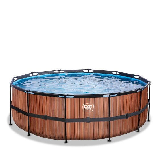 EXIT Wood pool ø427x122cm with filter pump - brown
