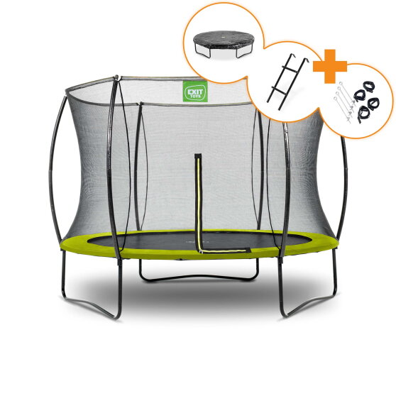 Trampolina Silhouette EXIT ø244cm - zielona + darmowy zestaw akcesoriów