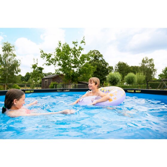 EXIT Wood pool ø360x122cm with sand filter pump - brown