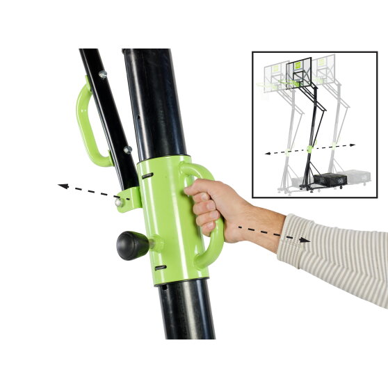 Kosz przenośny do koszyk&oacute;wki na k&oacute;łkach Galaxy EXIT z obręcz do wsad&oacute;w do koszyk&oacute;wki - zielona/czarna