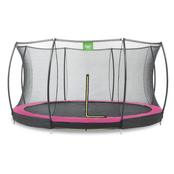 Trampolina ziemna Silhouette EXIT ø427cm z siatką zabezpieczającą - różowa
