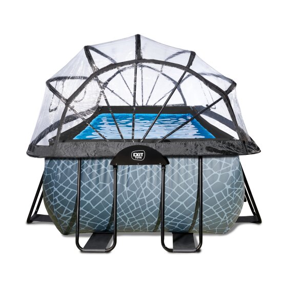 EXIT Stone pool 540x250x122cm with sand filter pump and dome - grey
