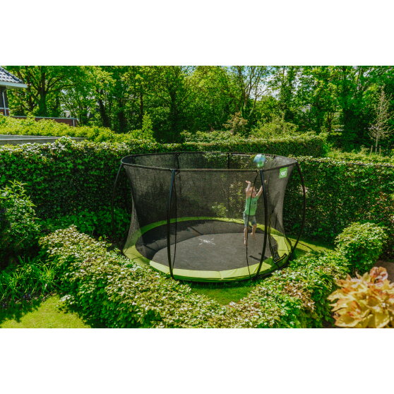 Trampolina ziemna Silhouette EXIT ø366cm z siatką zabezpieczającą - zielona
