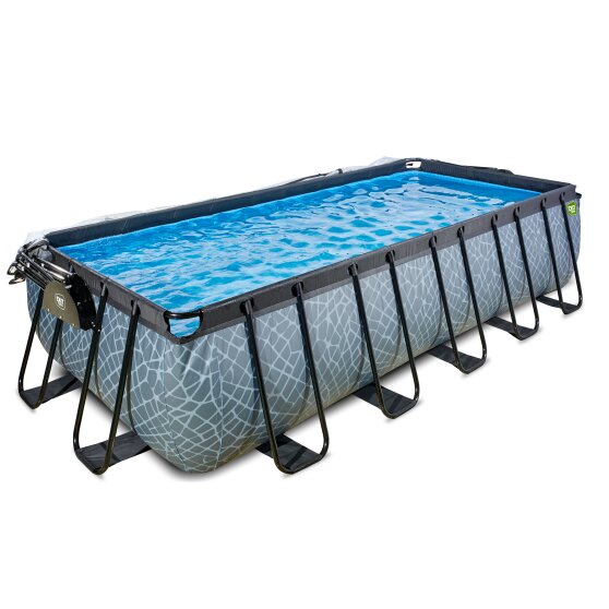 EXIT Stone pool 540x250x122cm with sand filter pump and dome - grey