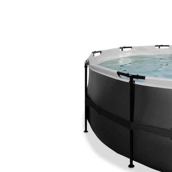 EXIT Black Leather pool ø488x122cm with sand filter pump and dome - black