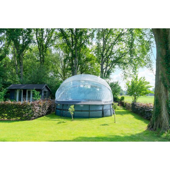 EXIT Stone pool ø488x122cm with sand filter pump and dome - grey