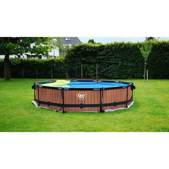 EXIT Stone pool ø360x76cm with filter pump - grey