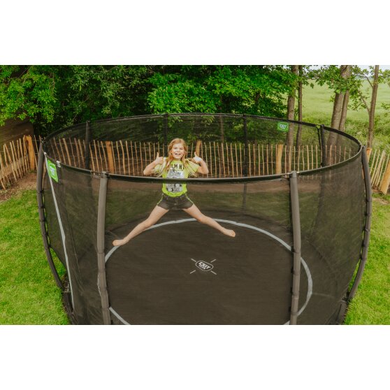EXIT Dynamic ground level trampoline ø366cm with safety net - black