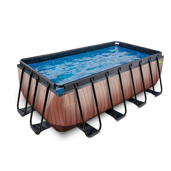 EXIT Wood pool 400x200x122cm with filter pump - brown