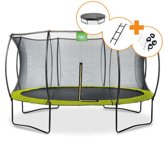 Trampolina Silhouette EXIT ø427cm - zielona + darmowy zestaw akcesoriów
