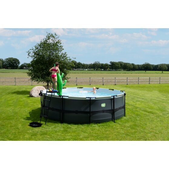 EXIT Stone pool ø450x122cm with filter pump - grey