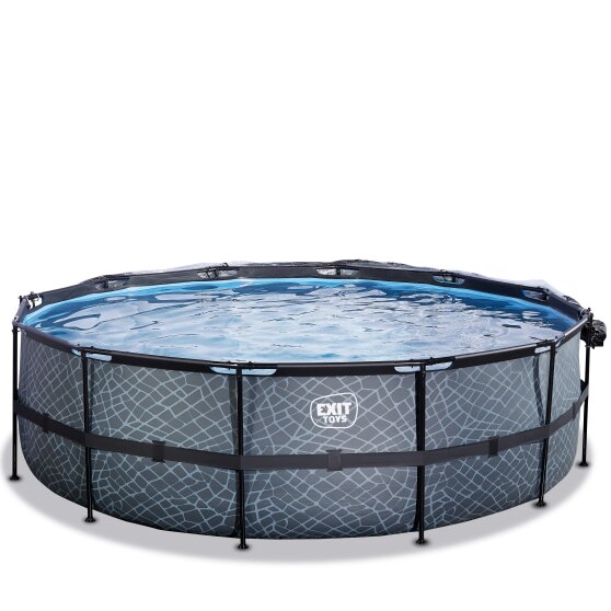 EXIT Stone pool ø488x122cm with filter pump - grey