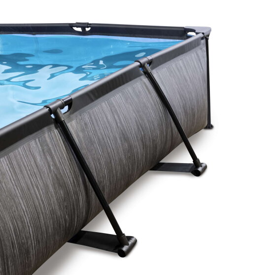 Basen Black Wood EXIT 300x200x65cm z pompą filtrującą i kopułą - czarny