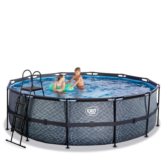 EXIT Stone pool ø450x122cm with filter pump - grey