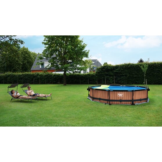 EXIT Stone pool ø360x76cm with filter pump - grey