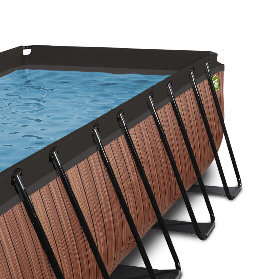 EXIT Wood pool 400x200x122cm with sand filter pump - brown
