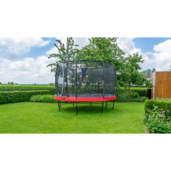 EXIT Elegant Premium trampoline ø305cm with Deluxe safetynet - red