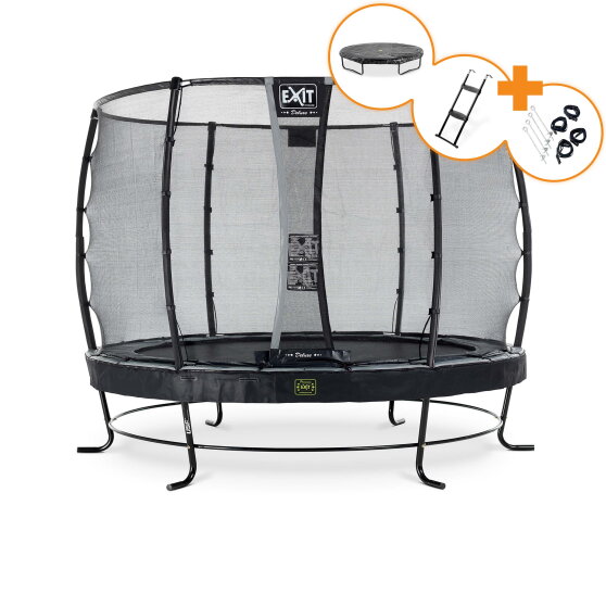 Trampolina Elegant Premium EXIT zestaw kompletny ø305cm - czarna