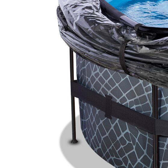 EXIT Stone pool ø488x122cm with sand filter pump and dome - grey