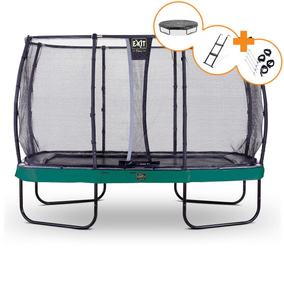 Trampolina Elegant Premium EXIT zestaw kompletny 244x427cm - zielona
