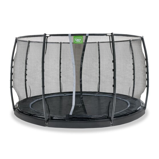 EXIT Dynamic ground level trampoline ø366cm with safety net - black