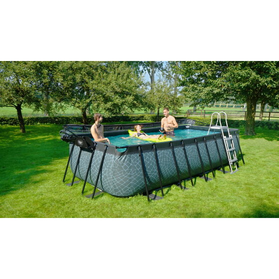 EXIT Wood pool 540x250x122cm with sand filter pump and dome - brown