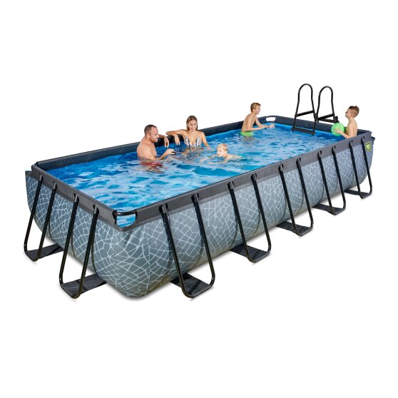EXIT Stone pool 540x250x100cm with sand filter pump and dome - grey